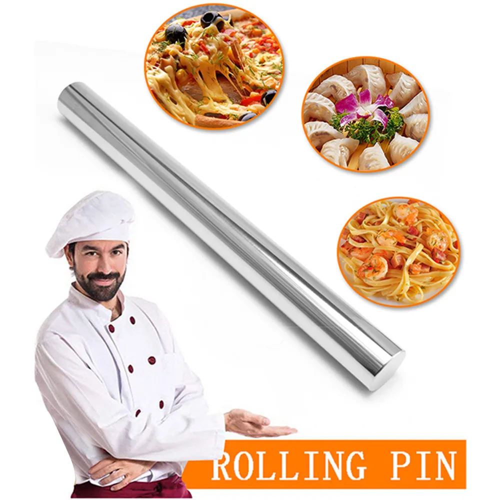 Stainless Steel Rolling Pin Dough Accessories Baking Rough Clay Pizza Roller