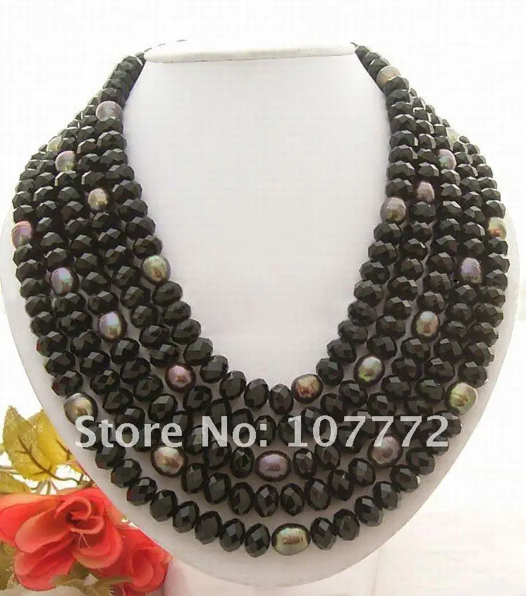 

Lovely! 5S Faced Black Crystal Necklace