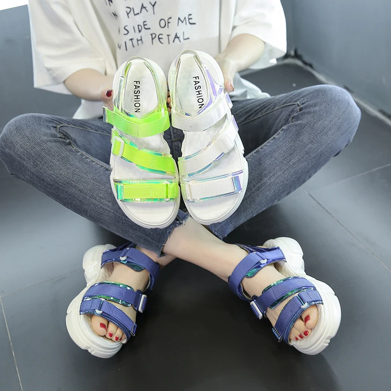 Women Sandals 2019 Summer Casual Hook & Loop Female Gladiator Sandals Rubber Sole Non-Slip Beach Sandal For Woman Summer Shoes