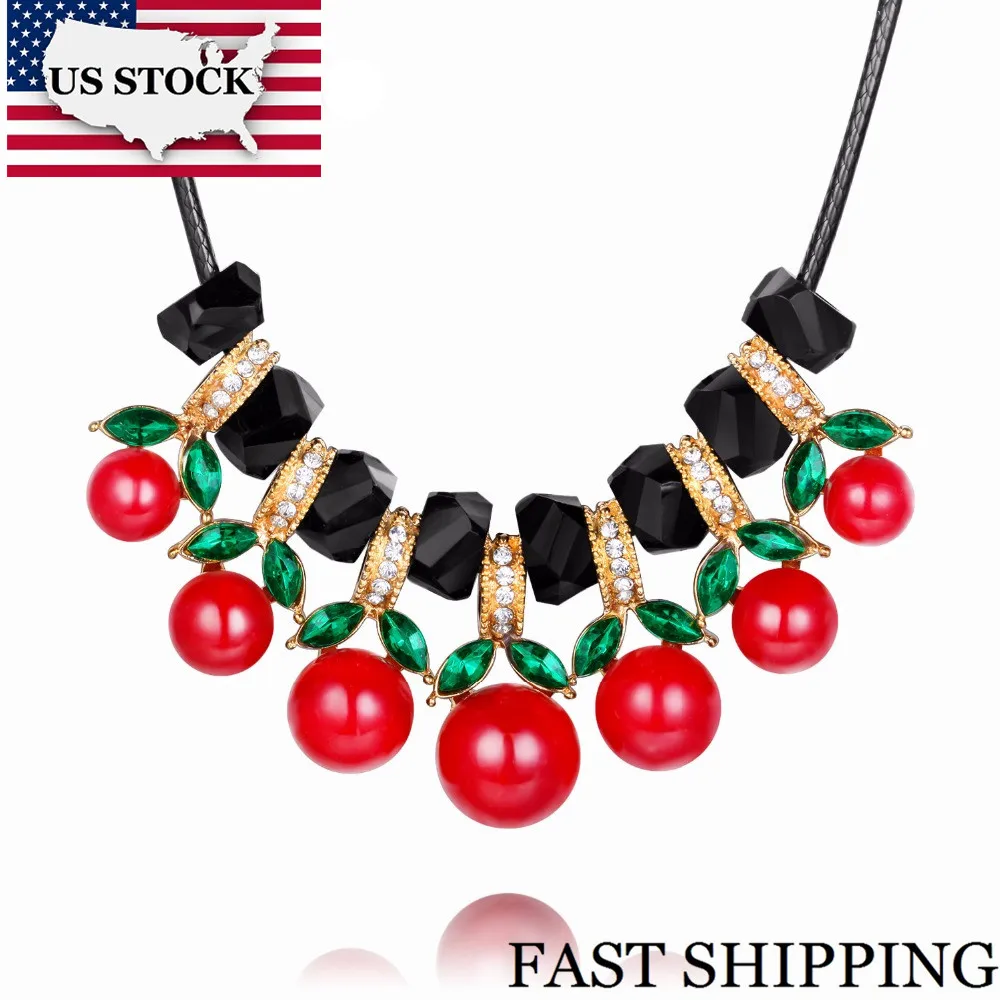Buy US STOCK 15Off Cherry Necklace Women Long