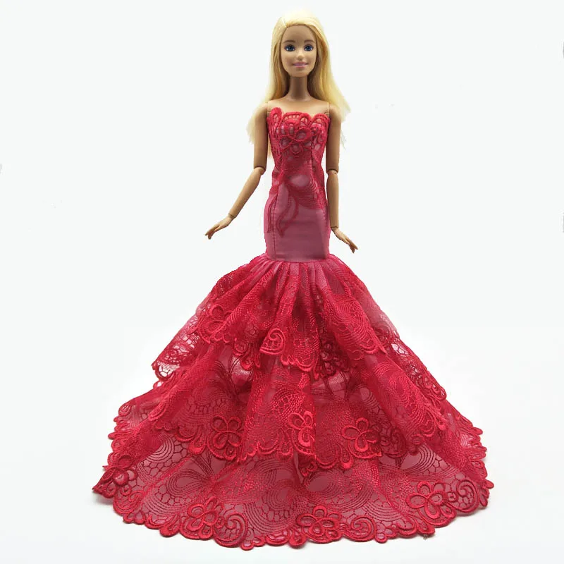 Светильник голубое модное платье русалки для куклы Барби свадебное платье с юбкой-годе для куклы Барби одежда платья ручной работы - Цвет: 4