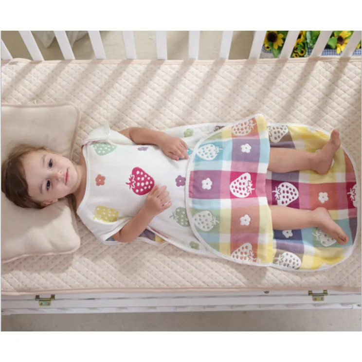 Детский спальный мешок 45*80 см, 6 слоев, муслиновый хлопок, пижамы без рукавов для детей от 2 до 6 лет пижамы для мальчиков и девочек, детская одежда