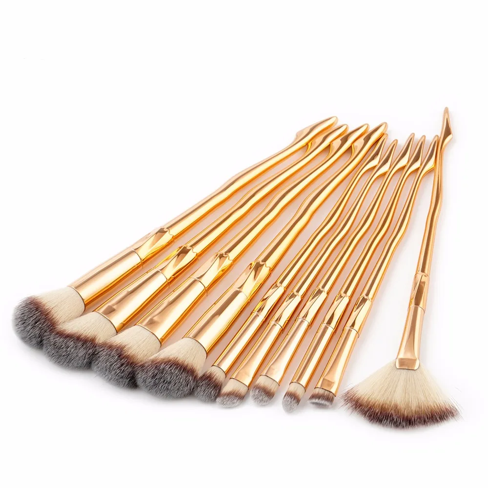 10 PCS Gold Makeup Brushes Extremely Soft Make Up Brushes Professional Makeup Brush Set pincel maquiagem (1)