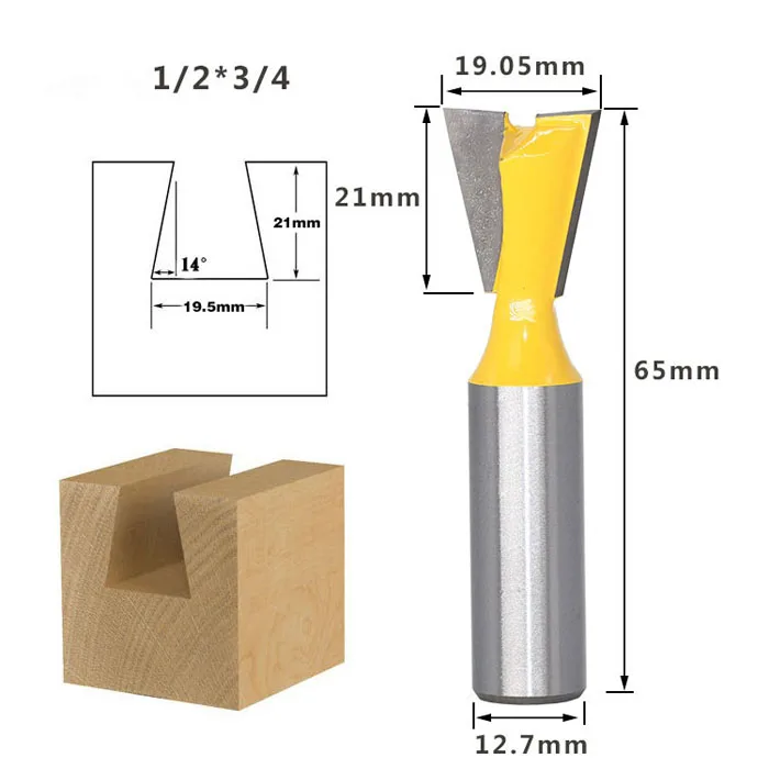1 шт. 6,35/12,7 мм 1/" 1/2" хвостовик ласточкин хвост фрезы по дереву фрезы Вольфрам 2 Флейта Деревообрабатывающие инструменты фрезы для дерева - Длина режущей кромки: NO 8