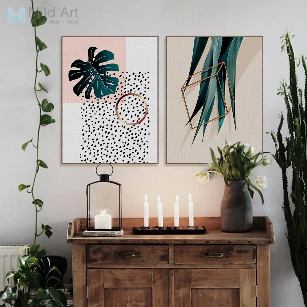 

Green Plants Monstera Leaf Photo Poster Prints Nordic Style Living Room Wall Art Pictures Home Decor Canvas Painting No Frame
