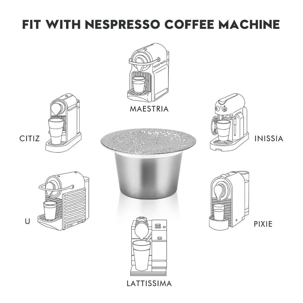 1 комплект фильтр для кофе многоразовая капсула для кофе из нержавеющей стали тампер Многоразовые корзины под капсулы Nespresso машина