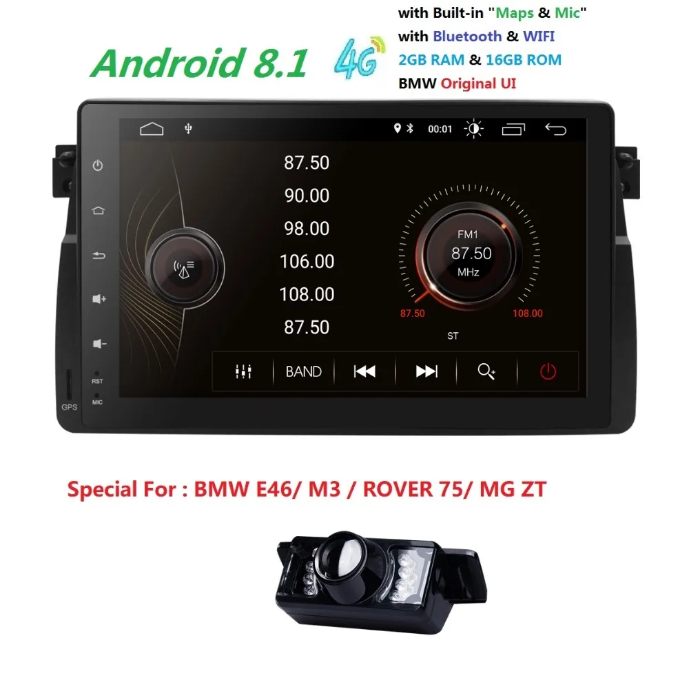 Cheap Hizpo Car Multimedia Player GPS Android 8.0/8.1 Car Radio 1 Din For BMW/E46/3 Series Canbus Bluetooth Radio Rear View Camera DSP 0