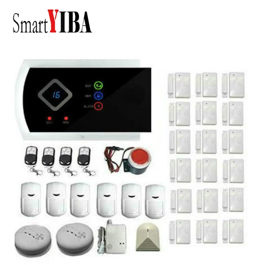 

SmartYIBA APP Control Wireless Wired Home Security Alarm System Gas Alarm Touch Key GSM SMS Alarmes Smoke Detector Fire Alarm