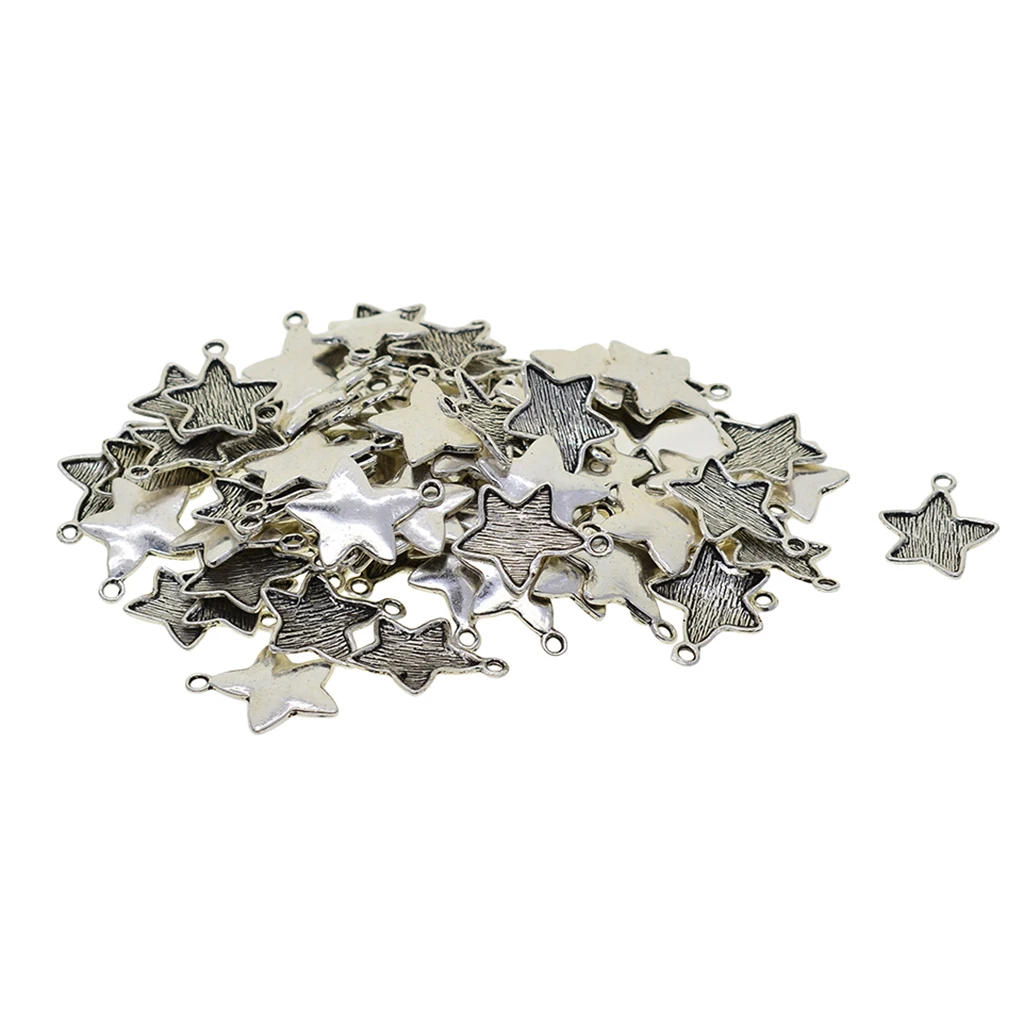100pcs Antique Tibetan Style 20x15mm Alloy Star Pendant Cabochon Bezel Settings Trays Cabochon Frame DIY Jewelry Making Charms