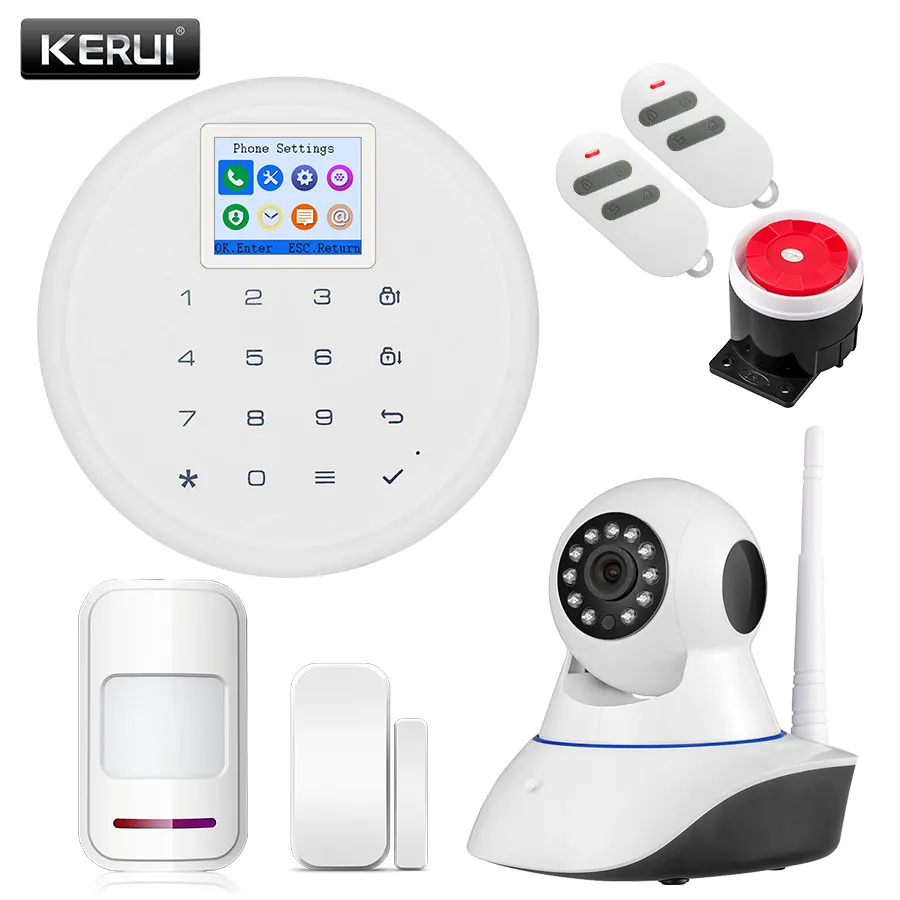 KERUI Newest G17 Wireless 1.7-inch TFT Screen Home Alarm Android IOS APP Control GSM Alarm Systems Security Home Alarma Suits KERUI Newest G17 Wireless 1.7-inch TFT Screen Home Alarm Android IOS APP Control GSM Alarm Systems Security Home Alarma Suits