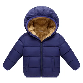 

2018 New Winter Warm Coat For Kids Girls Boys Solid Cotton Hooded Coat Jacket Outwear 2-6Y Hot M1