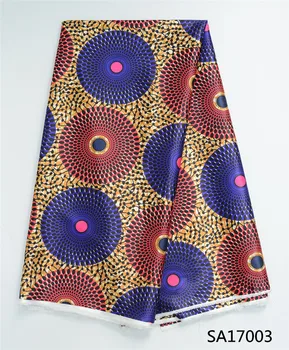 

Newest Digital printed satin silk fabric african wax pattern design Eco-Friendly satin silk fabric for clothing SA17003