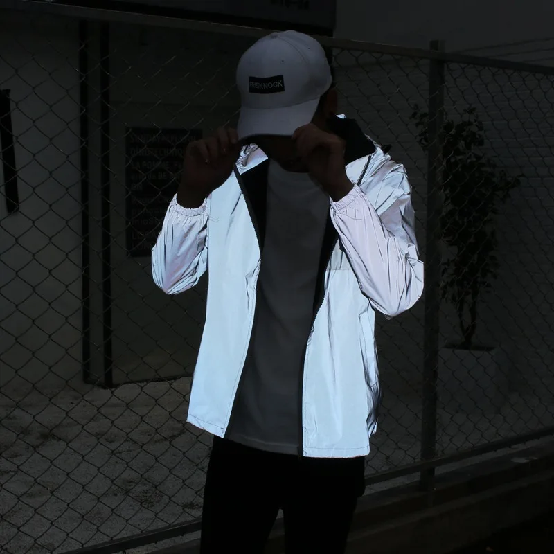 Новинка 2019 светоотражающие куртки мужские/женские пальто ветровка Veste и Doudoune Homme