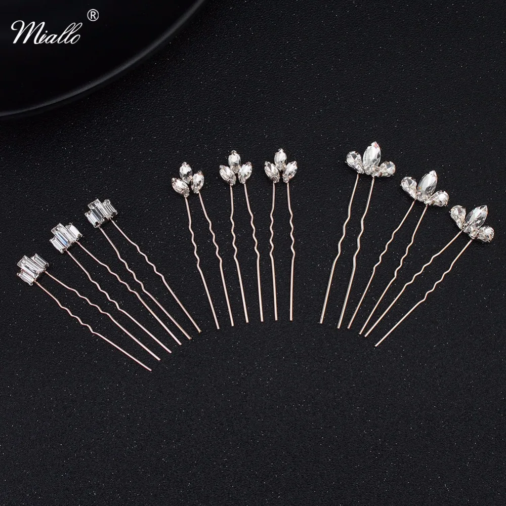 

Miallo 9 pcs/lot Different Shapes Women Hairpins Wedding Hair Accessories Austrian Crystal Hairpieces For Women Bridal Tiaras