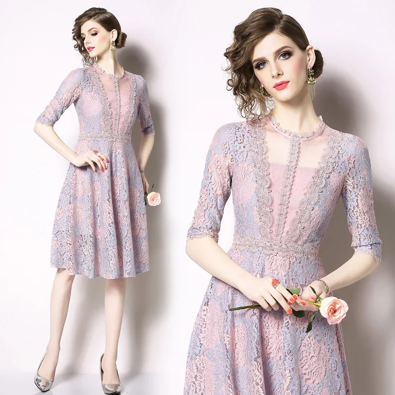 Young Gee Vestido 2019 лето осень розовое кружевное платье принцессы сексуальное