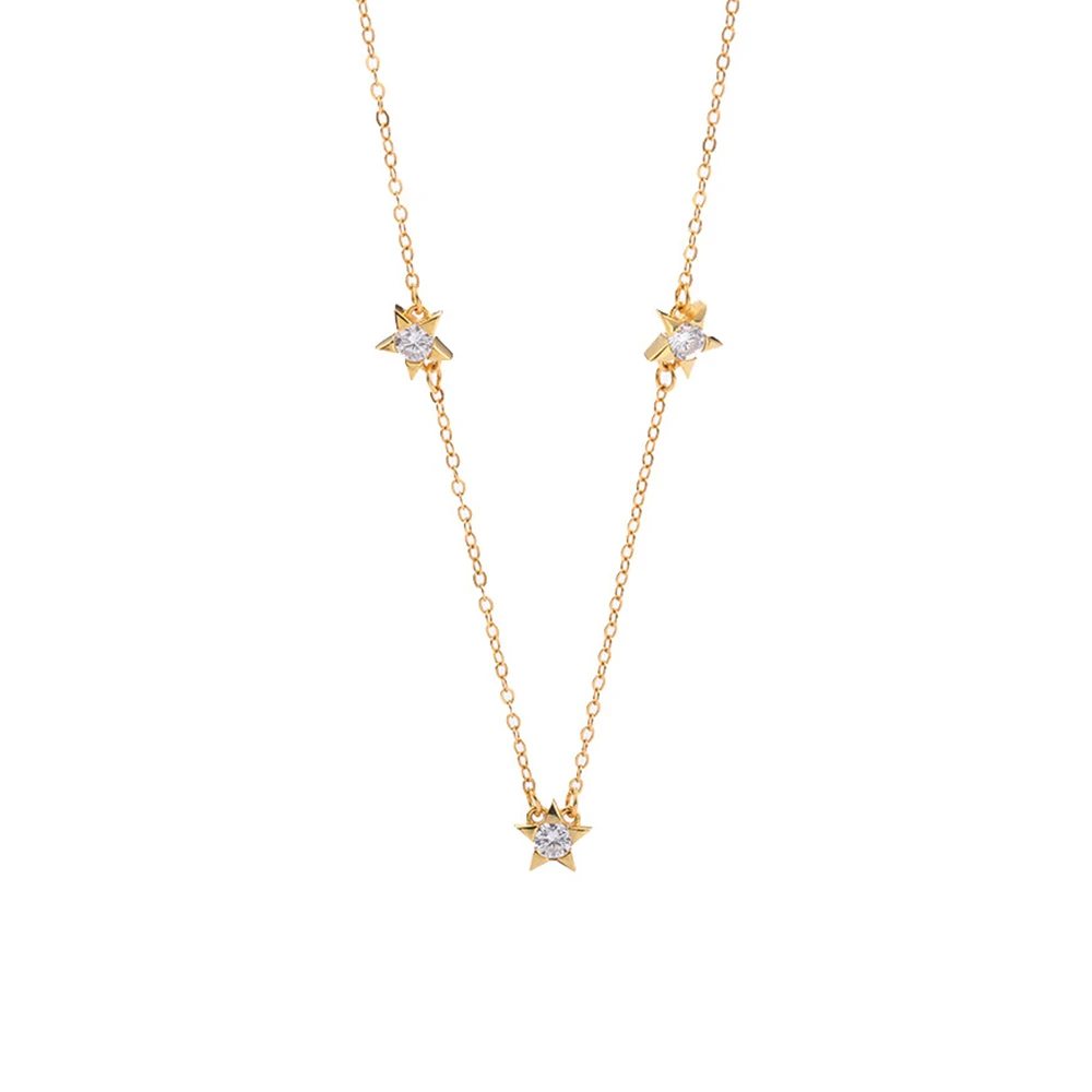 

Women 925 Sterling Silver Festival Constellation Pentagram Jewelry Starry Cubic Zirconia CZ Star Choker Necklace Collares Mujer