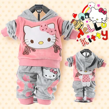 

Anlencool 2020 New baby suit spring cat on both sides to wear sweater baby clothing baby girl clothes set Free shipping
