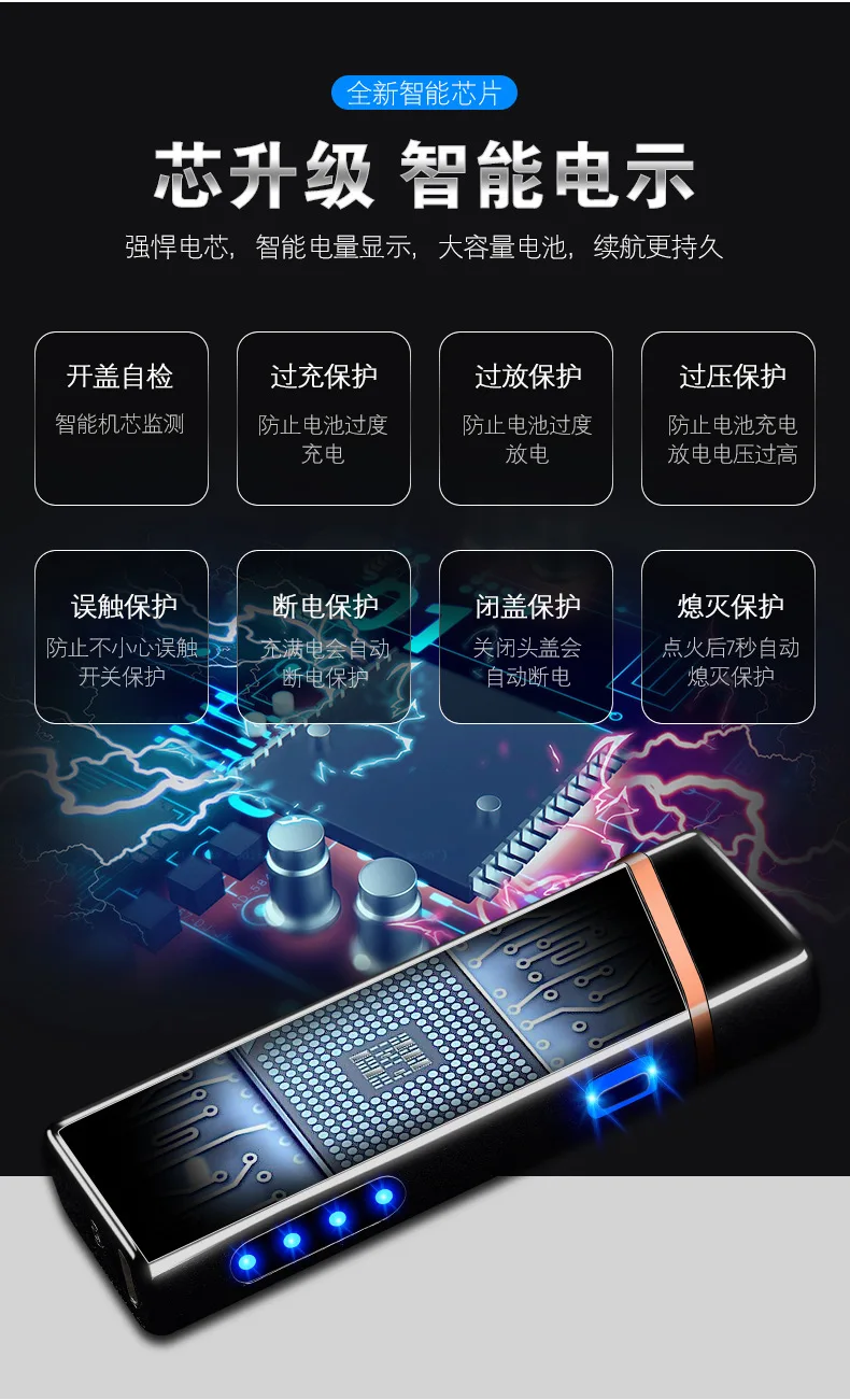 USB Перезаряжаемый для Плазменно-дуговой ветрозащитной зажигалки сигареты курить Светодиодный дисплей питания электрические зажигалки подарок для мужчин