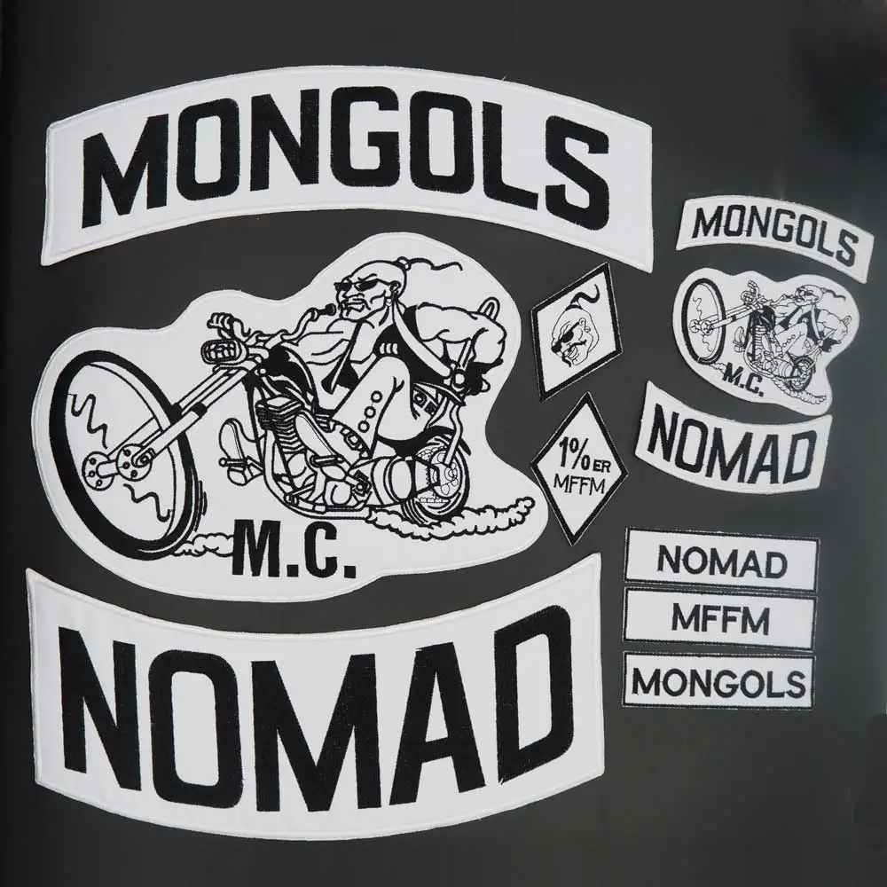 MONGOLS NOMAD patch Embroidered punk biker Patches Clothes Stickers Apparel Accessories Badge - Цвет: large 12