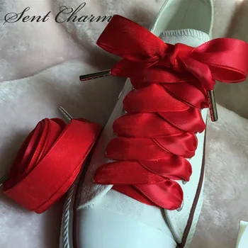 

80/100/120/140CM Red Ribbon Shoelaces For Trendsetter Kids Adult Shoestring Leisure Shoe With Metal Aglets