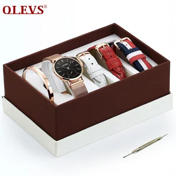 

OLEVS Luxury Fashion Women Watches Rose gold Mesh belt Dress Black dial Ladies Watch Quartz D Wrist Watches W Gift Dropshipping