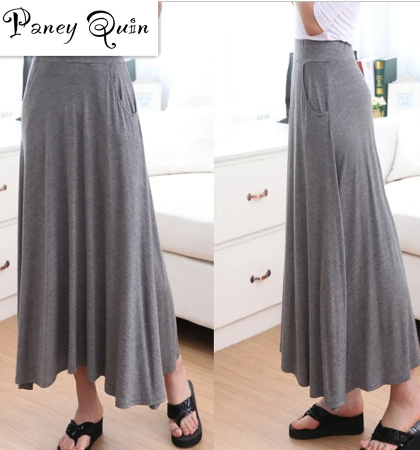 

WOMEN COTTON skirts Big swing Pocket Modal skirts womens saias femininas BEACH maxi long skirts saias femininas