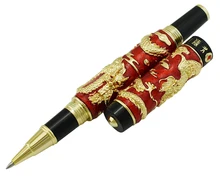 Jinhao Red Cloisonne Double Dragon Rollerball Pen with Smooth Ink Refill Advanced Craft Writing Gift Pen for Business, Graduate jinhao big size rollerball pen with refill bright pearl green sea shell writing gift pen business office home school supplies