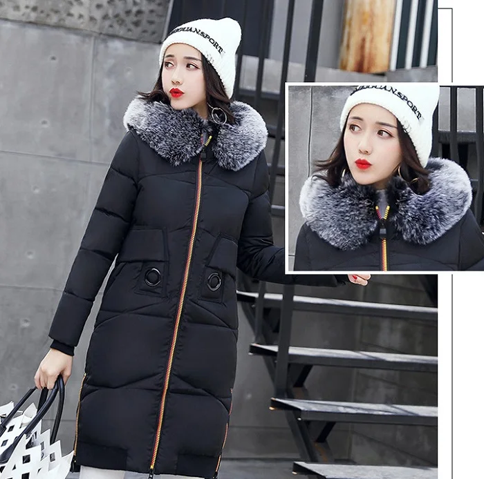 2017 New winter coat women long jacket Collar Hooded Woman Parka Womens cotton padded Coats Thick Jacket+31 (2)