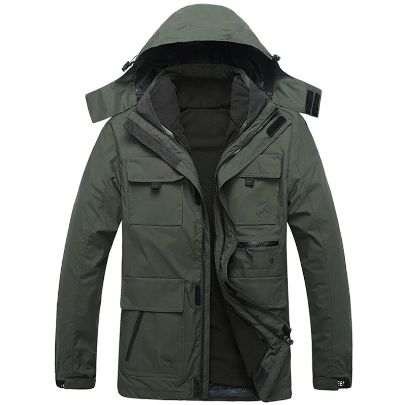 

2019 new hiking jacket man hiking jackets super quality stand collar windproof jacket outdoor quick dry 2-piece suit plus velvet