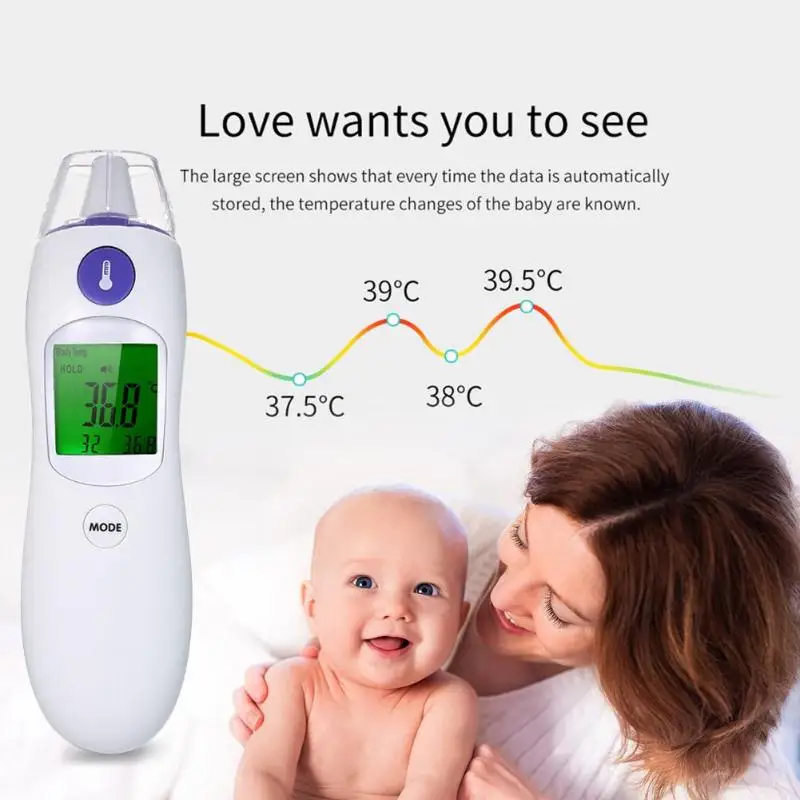 

Baby Thermometer Infrared IR LCD Forehead Ear Non-Contact Body Monitors Infrared Forehead Thermometer Baby Digital Body Temperat