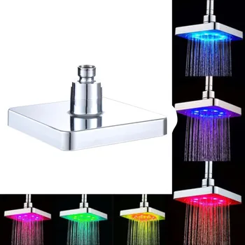 

ABS Automatic Colors Changing Water-saving LED Faucet Shower Head Colorful Light Chrome Plated Top Spray Shower For Bathroom