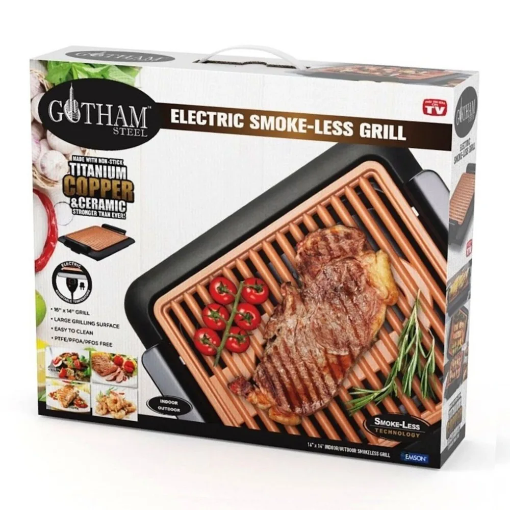 EU Electrothermal Rectangle barbecue plate Fast BBQ Smokeless Grill With Temperature Dial Heated