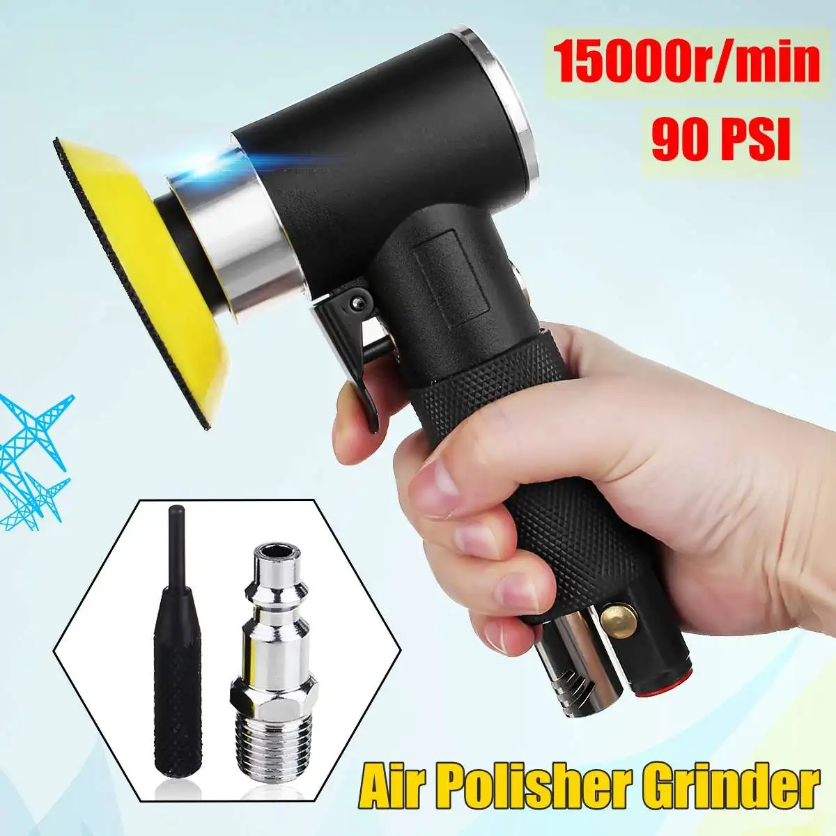 

15000r/min 90 PSI Air Sander Polishing Machine 2inch 3inch Air Polisher Grinder Tool Buffer Dual Action Orbital Pneumatic Tools