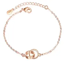 Новые двойные круглые полые браслеты с сердечками и браслеты для женщин тренд креативные 925 серебряные Свадебные украшения подарки SAB36