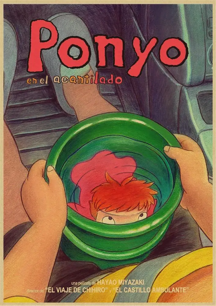 Ponyo на скале Хаяо Миядзаки крафт-бумага классический мультфильм фильм плакат домашний декор наклейка на стену