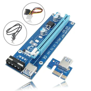 

USB 3.0 PCI-E PCI E Express Riser Card 1x to 16x Data Cable 60cm SATA 15Pin Power Cable for BTC Miner Machine bitcoin mining