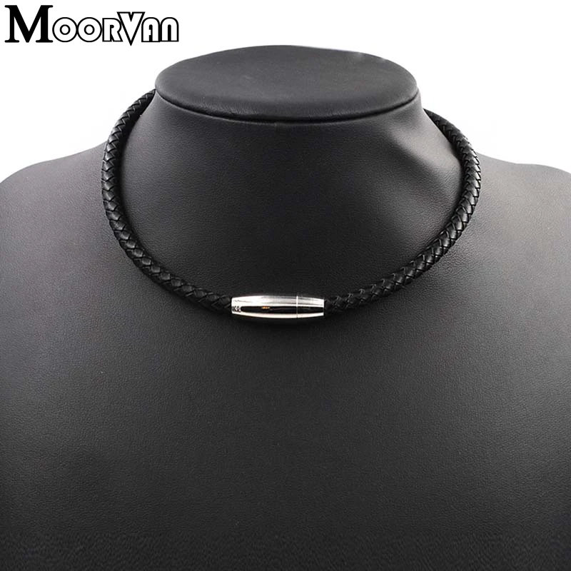 Moorvan ожерелья черные с магнитной застежкой подлинное wo мужское кожаное ожерелье крутое корейское мужское ювелирное изделие VL013