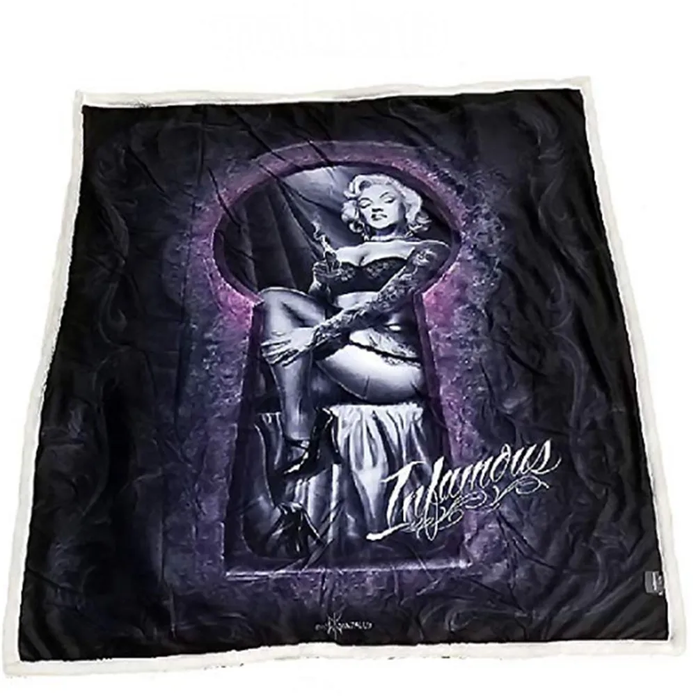 

Marilyn Monroe Day of The Dead Gangster High Definition Soft Plush Micro Sherpa Throw Blanket Infamous