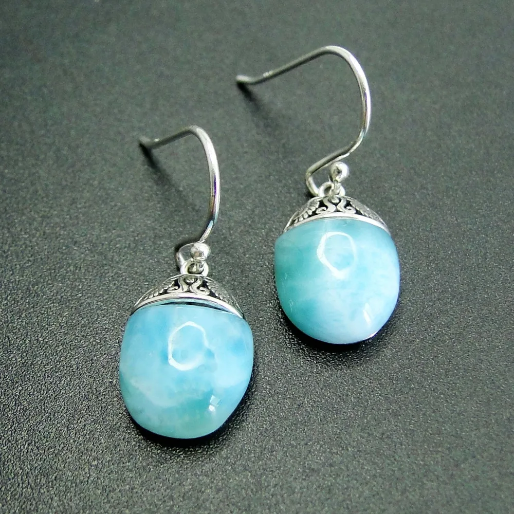Larimar Earring Gift For Her Blue Larimar Earring Dangle Earring 925 Sterling Solid Silver Jewelry Larimar Jewelry Bridesmaid Earring