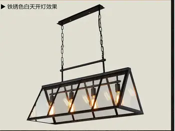 

Creative personality America cafe bars Retro Industrial style triangle 4 heads window Wrought iron chandelier