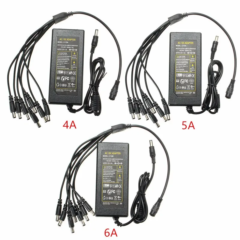 12V 6A MW Power Supply Charger Adapter 2 x DC Connector For 2 x Strip Light