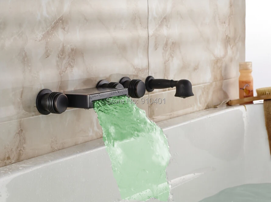 

Hot Sale Wholesale And Retail Promotion LED Color Changing Oil Rubbed Bronze Bathroom Tub Faucet Waterfall Mixer Tap