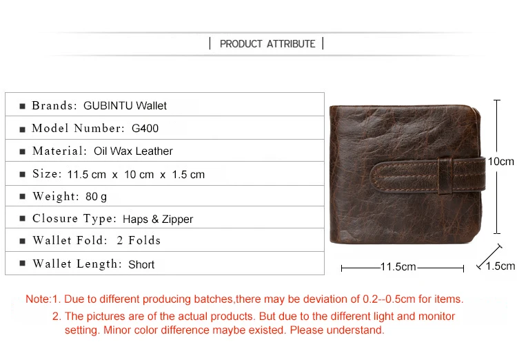 GUBINTU кошелек Винтаж Натуральная Кожа Мужские Короткие Двойные кошельки Держатель для карт кошелек монета карман мужские кошельки на молнии