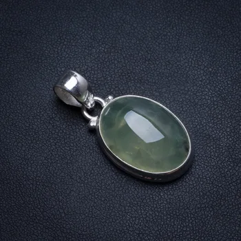 

Natural Prehnite Handmade Boho 925 Sterling Silver Pendant 1 1/2" T1444