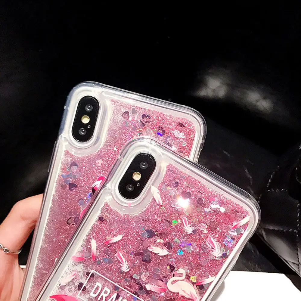 KISSCASE Flamingo Quicksand Case For iPhone X XS MAX 7 8 6 6s Plus Fashion Soft TPU phone XR Funda | Мобильные телефоны и