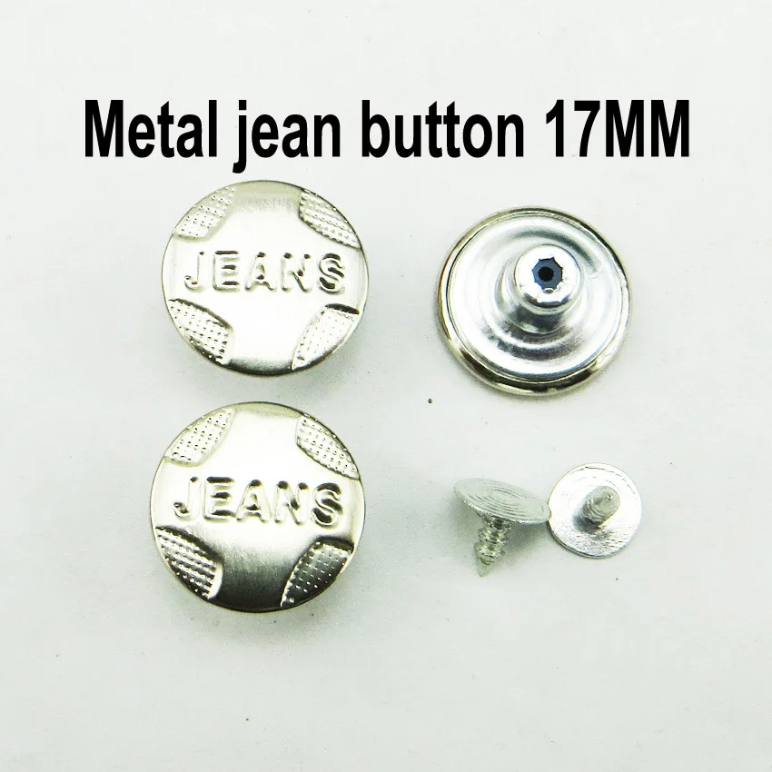 50PCS 17MM Letter JEANS SILVER metal jean button ROUND BUTTONS sewing