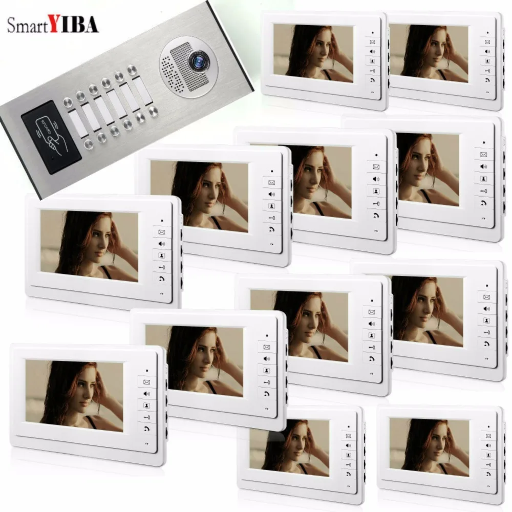 SmartYIBA Video Intercom 3 to 12 Multi Apartment Building Intercom Video Door Phone System with RFID IR Camera 1000TVL Door Bell SmartYIBA Video Intercom 3 to 12 Multi Apartment Building Intercom Video Door Phone System with RFID IR Camera 1000TVL Door Bell