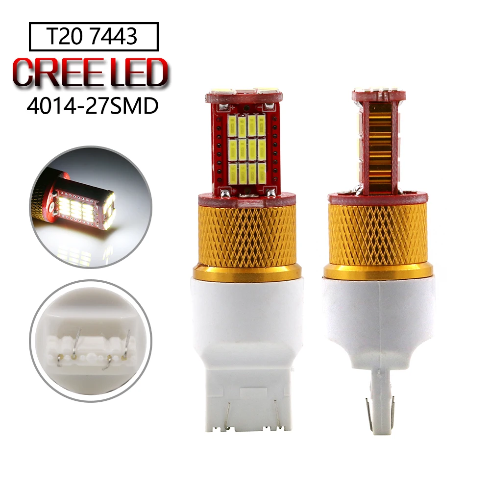 2xhigh Bright T20 7443 580 27LED Cree Chip SMD4014 Поворотная стоп-лампа Тормозная Светодиодная лампа