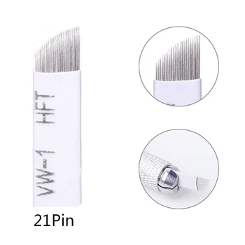 

500 PCS Tattoo Needles Agulhas Tebori 21 pins Microblading 21 Flex Curved Blades For Permanent Make Up Manual Eyebrow Pen 0.35MM