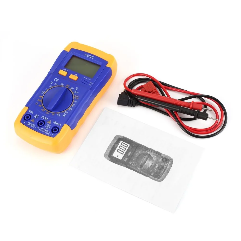 

A830L Mini Pocket Digital Multimeter 1999 Counts AC/DC Volt Amp Ohm Diode hFE Continuity Tester Ammeter Voltmeter